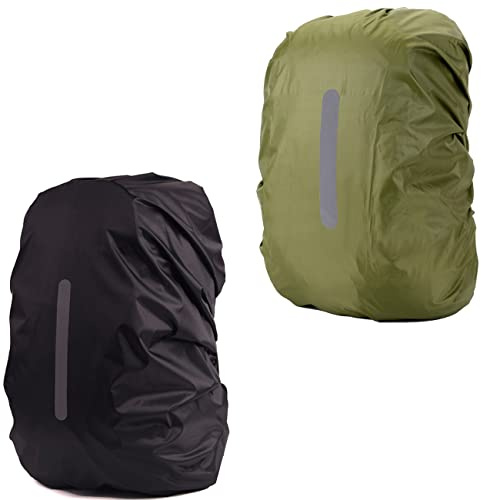 MOPHOEXII 2 Pack Waterproof Rain Cover for Backpack, Backpack Rain Cover with Reflective Strip,Rucksack Rain Cover for Bicycling/Hiking