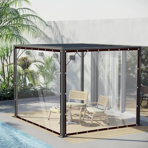 Vattentät Transparent Presenning, 2 x 3 m, PVC Växthus Regnskydd, Väderbeständig för Husdjurshatt, Tak - Vikbar