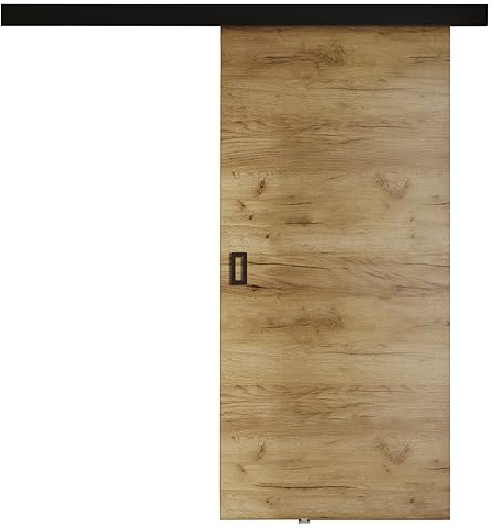 KIER FURNITURE Schiebetür Komplettset WERDI 80 - Innentüren Komplettset - Wohnzimmer Schiebetür - Modern Schiebetüren - Sliding Door - Tür Eiche Sonoma 86x205x1,6 cm