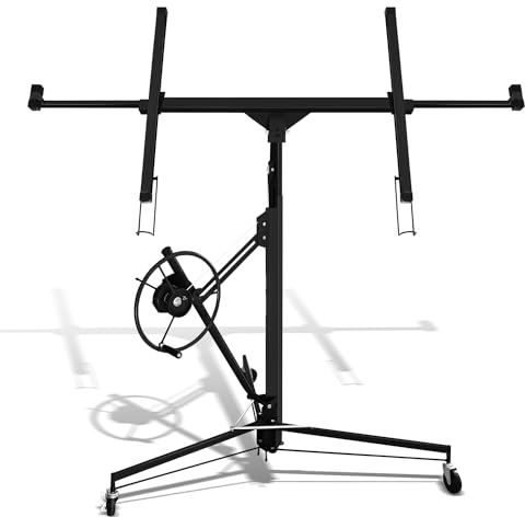 Fiqops XXL Plattenheber bis max 68 kg für Rigipsplatten 140-350cm Arbeitshöhe höhenverstellbar, max 290cm Lastarmbreite, Schwarz