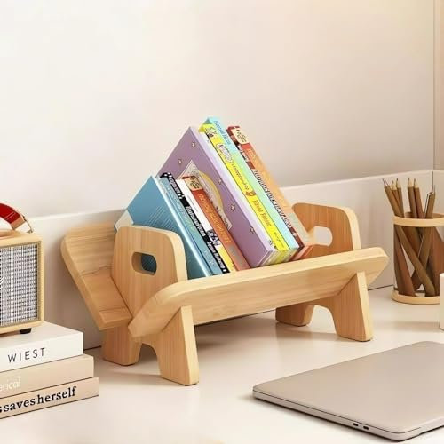AUSHOPLAH Bücherregal, Holz, Minimalistisch, 40X24X17CM, 1 Regalboden, Schreibtisch-Organizer-Regal, Büro-Schreibtisch-Aufbewahrungsregal