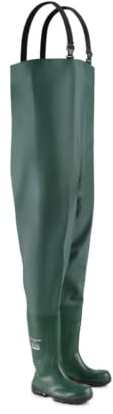 DUNLOP Work-it Chest Wader with Full Safety Boots, PVC, Green, UK 6