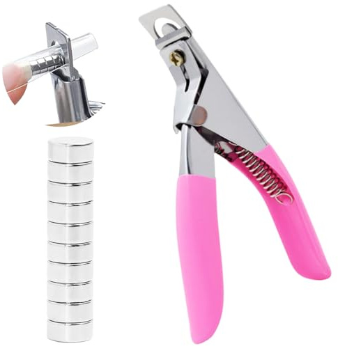 KOLZEMV Coupe-ongles en Gel avec 10 Aimants, Coupe Ongle Professionnel pour Faux Ongles - Accessoire pour Faux Ongles, Rose