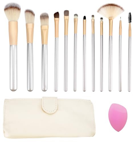 HMIEPRS Pennelli Make Up 14 Pezzi Pennelli per il Trucco Professionali con Borsa da Cosmetici e Beauty Blender, Set di Pennelli per Fondotinta Fard Ombretto Correttore