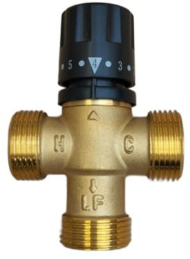 Válvula mezcladora termostática ajustable 20-65 °C de latón de alta resistencia, DN25 1 para instalaciones solares, baños y cocinas – segura y fácil de instalar