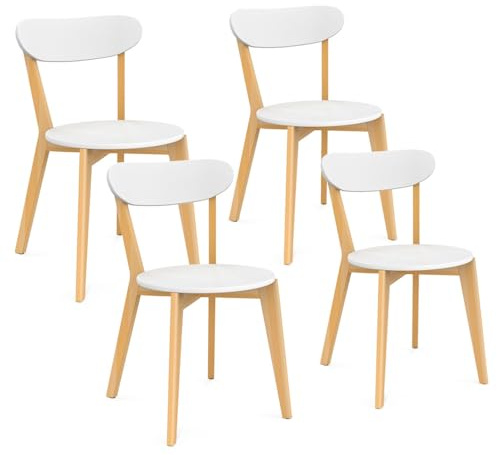 IDMarket - Lot de 4 chaises scandinaves Freja Bicolore | Coloris blanc, bois, pour salle à manger