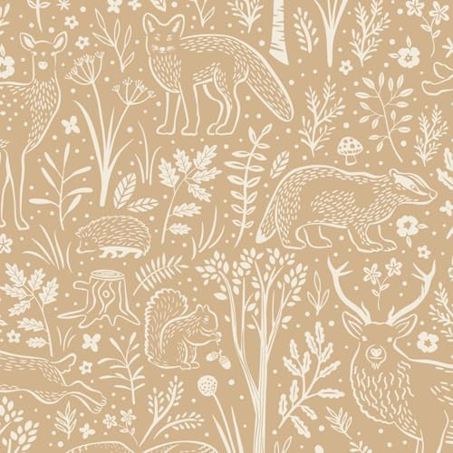 Grandeco Native Woodland Animals Nursery Textured Wallpaper, Terracotta