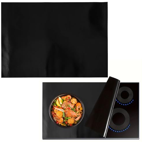 Tapis Protection Plaque Induction 54 × 90 cm, Silicone + Fibre de Verre, Difficilement Inflammable et Résistant à la Chaleur, Convient pour des TempéRatures Jusqu'à 250°C, pour les Cuisines