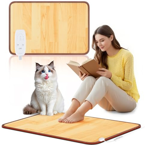 Scaldapiedi Elettrico NujorWarm, Tappetino Riscaldante da Sotto la Scrivania con 10 Livelli di Calore e Timer, Tappeto Riscaldante a Risparmio Energetico per Ufficio, Casa, Studio 220V 120W 47x67cm DQ