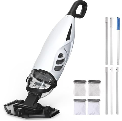 Enhulk Aspirapolvere per piscina PC68, pulitore per piscina con filtro, durata fino a 60 minuti, asta telescopica da 335 cm