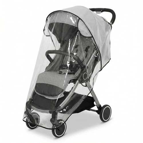 PORUPAEL Universal Rain Cover for Pushchair and Pram - Transparent Weather Shield with Breathable Design, Protects from Rain, Wind and Snow, Fits Most Single Strollers and Baby Buggies
