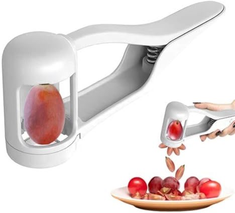 WUFKOP Cortador de Frutas Pequeñas y Verduras, Parte en Cuartos con Diseño Seguro con Botón, Ideal para Niños, Familias y Preparación de Snacks en la Cocina