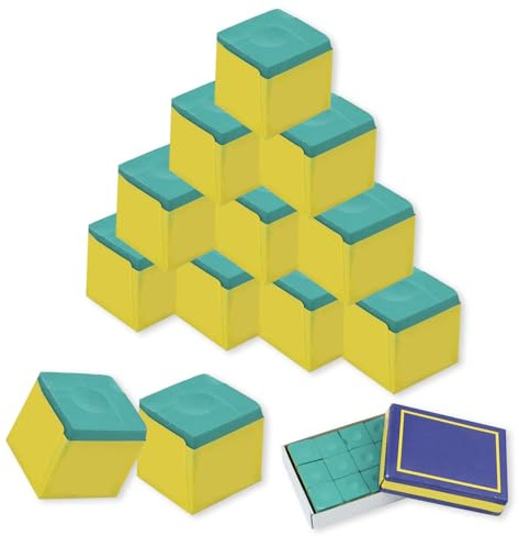 Dbaemu 12 Pcs Pool Chalk, Billiard Chalk Green Cue Set Cubes for Tips, Professional Billiards for Pool Table Accessories, Non Slip Tip for Accurate Shots, Long Lasting for Home Bar Club Play