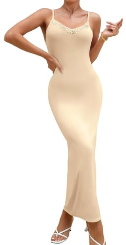 Fond de Robe Longue Femme sous Robe en Dentelle à Bretelles Fines Robe D’IntéRieur Ultra Douce Chemise de Nuit sans Manches