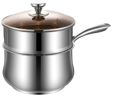 18/20 cm kastrull i rostfritt stål med ångkoksinsats | Mjölk liten lagergryta for alla spishällar(20cm)