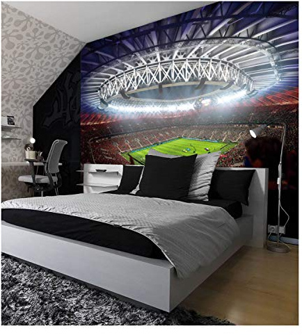 amazingsticker Papier peint pour chambre d'enfant - Motif stade de football - 260 x 175 cm