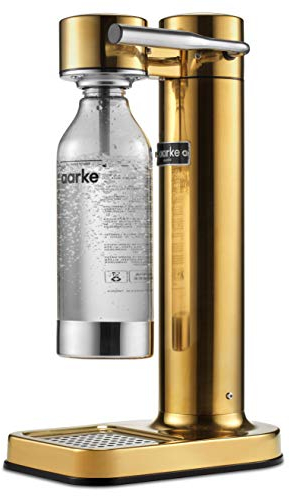 Aarke Carbonator II - Gasatore per acqua, corpo in acciaio inox, inclusa bottiglia in PET, compatibile con cilindri CO2 Sodastream, Brass