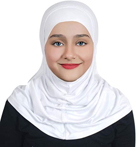 Girl's Hijab Cotton one Piece Amira Headscarf (White)