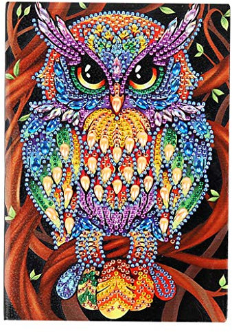DIY Diamond Painting Notizbücher Blanko Eule Malen nach Zahlen Kits Kreatives A5 Tagebuch Buch Kunst Skizzenbuch Handmade Geburtstagsgeschenk für Mädchen Kinder Freizeit 50 Blatt 120 Seiten