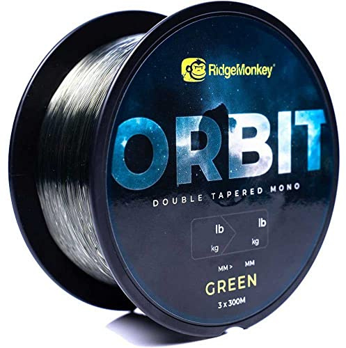 RidgeMonkey monofile Schlagschnur zum Karpfenangeln Orbit Double Tapered Mono, Durchmesser/Tragkraft:0.33-0.60mm / 6.8-18.1kg