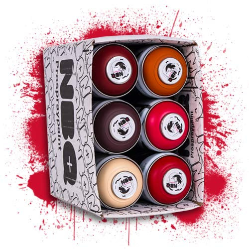 NBQ Packs Pintura en Spray Acabado Mate Arte Calle Restauración Decoración DYV Graffiti Baja Impresión (ROJO, 6)