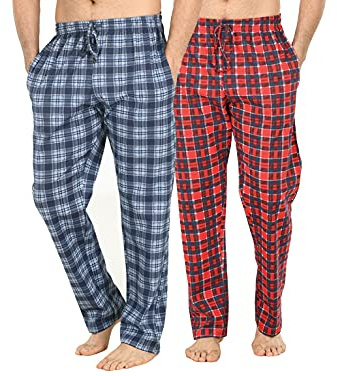 Långa loungebyxor för män nattkläder (tvåpack) pyjamasbyxor nattkläder, Svart, XL