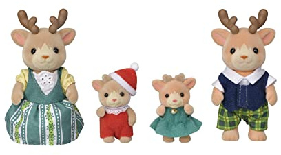 Calico Critters Reindeer Family - Set of 4 Collectible Doll Figures for Ages 3+
