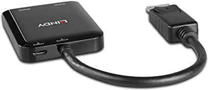 LINDY 38430 2 Port DisplayPort 1.2 MST Hub, Black, 4K@60Hz, 3840x2160@30Hz 4:4:4 8 Bit, HDCP 1.4 AMD Eyefinity, NVIDIA Surround, Intel Collage, für Computer, Laptop, Notebook, Digital Audio 7.1