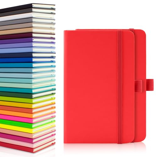 Notes London 2 x A6 Notizbücher, Doppelpack mit linierten Seiten, Stiftschlaufe und erweiterbarer Papiertasche, gebundenes Tagebuch, neuer Notizblock, Notizbuch, Notizen (Rot)
