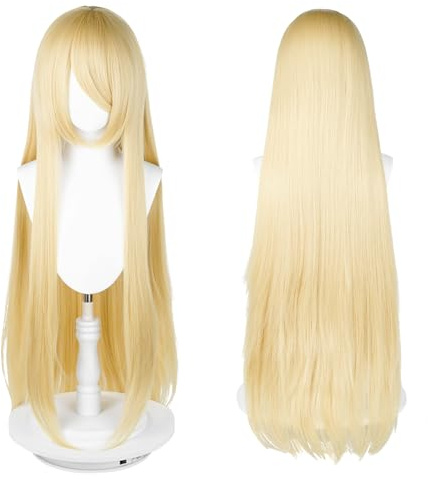 Perruque Longue 100 cm, Cosplay Anime Universel, Parfaite pour Fêtes, Usage Quotidien, Festivals, Halloween (Blond)