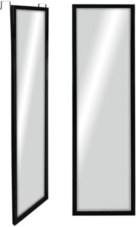 CHELY INTERMARKET MOD19004 Espejo De Puerta Cuerpo Entero Negro Estilo Decorativo Vertical 30x120 cm para Dormitorio Entrada Montaje Fácil Incluye Kit De Ganchos Soporte PVC Ligero