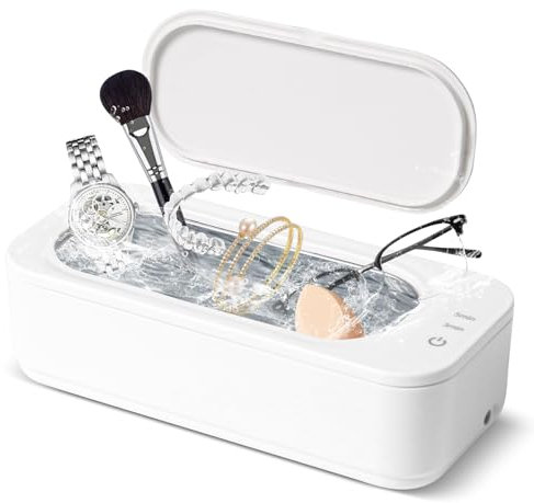 Unipampa Limpiador Ultrasónico Profesional 350ML, Limpiador Ultrasonidos 47KHz, Máquina de Limpieza Ultrasónica Gafas con 2 Modos de Limpieza, Ultrasonidos Limpieza Para Gafas, Dentaduras, Joyas