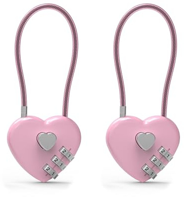 UP Security Petit cadenas à combinaison pour casier, câble antivol avec code, cadenas à combinaison rose, pour bagages, valise, casier de gym, sac à dos, armoire, boîte, barrière de clôture, sécurité