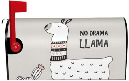 No Drama Llama Print Mailbox Cover Durable Oxford Cloth for American Standard & Large Size Mailboxes