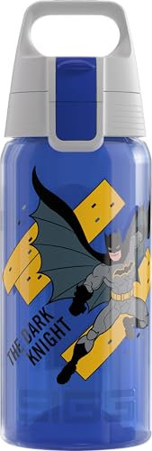 SIGG - Trinkflasche Kinder - Viva One - Batman - Für Kohlensäurehaltige Getränke Geeignet - Auslaufsicher - Spülmaschinenfest - BPA-frei - Sport & Schule - Blue - 0,5L