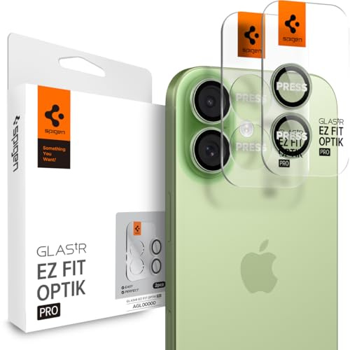 Spigen Camera Lens Screen Protector [GlasTR EZ Fit Optik Pro] Designed for iPhone Series [Case Friendly] - Green [2 Pack]