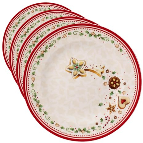 Villeroy & Boch – Winter Bakery Delight Breakfast/Dessert Plate 21.5 cm, Dishwasher Safe, Microwave Safe, Christmas Decoration, Winter Plate, Premium Porcelain (Pack of 4)