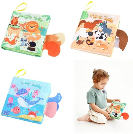 3 Piezas Libros de Tela para Bebés, Libros Bebe Juguetes, Bosque y Mar | Temáticas de Granja, Juguetes Bebé Montessori, Animales Libro Sensorial Suave, para Bebes Recien Nacido Niños Educativo