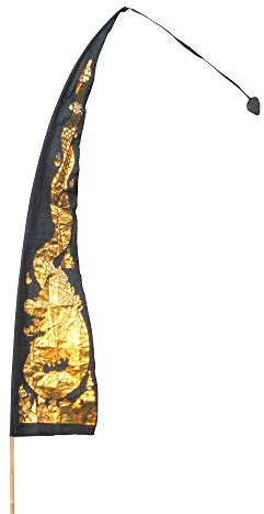 DEKOVALENZ - Drachenfahnen-Stoff GOLD DRAGON mit herzförmiger Spitze, versch. Farben + Längen, Fahnenlänge:5 Meter, Farbe:schwarz