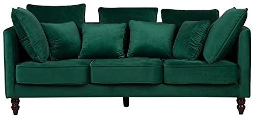 Beliani Modernes Dreisitzer Sofa in Grün Samtstoff Polsterbezug Fenstad