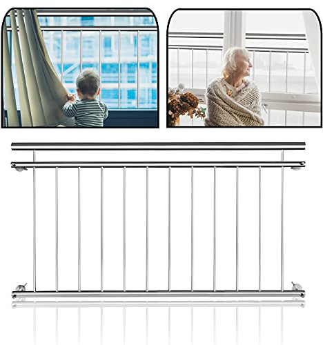 Froadp 90x156cm Ringhiera da Terrazze in acciaio inox Francese Ringhiera Parapetto per Balcone e Recinzioni(12 Barre di Riempimento)