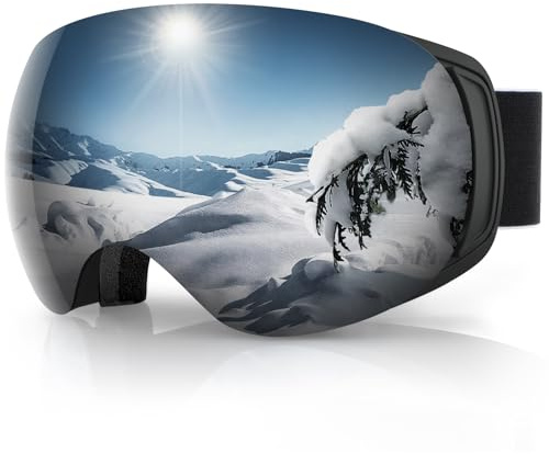 Findway Ski Goggles,Snowboard Goggles for Men Womens Ladies Over Glasses OTG, Magnetic Interchangeable Spherical Lens,Anti-fog 100% UV Protection, Anti-glare Goggles for Skiing Snowboarding