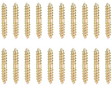 Tornillo de Espiga, Tornillo de Madera, Tornillo de Espiga Tornillo de Doble Punta Conector de Muebles Carpintería 20 Piezas para la Industria