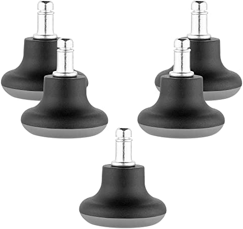 kwmobile Replacement Office Chair Glides (Set of 5) - 10mm (3/8) Stem Bell Glide Chair Glider Feet Replacements for Caster Wheels - Black & Grey