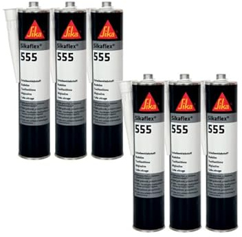 Lot de 6 colles de vitrage SIKA Sikaflex 555 - Noir - 300ml