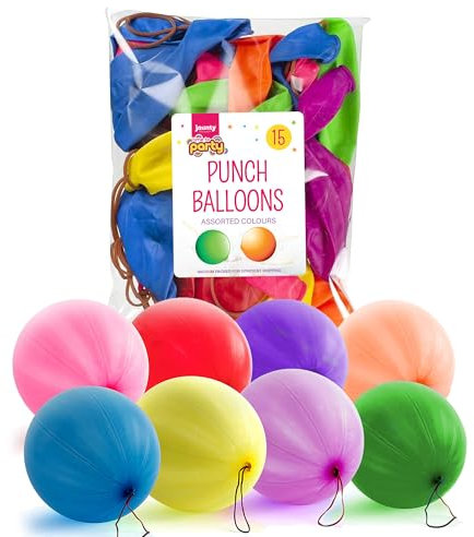 Jaunty Partyware 15x Large Punch Balloons for Kids Ideal Party Bag Fillers - 12 Inch Large Size - Assorted Colours - Fun Children’s Party Ideas - Thick & Strong - Easy to Inflate