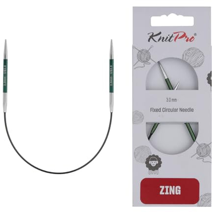 KnitPro Agujas de tejer fijas Zing - Alfileres circulares de 22,5 cm x 3 mm