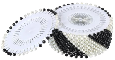 WedDecor 200 Black and White Round Pearl Quilting Pins | Includes 200 Black And White Pearl Head Pins For Sewing, Quilting And Tailoring