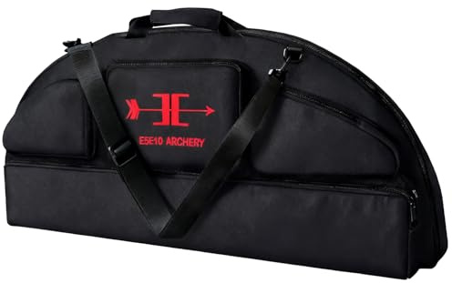 Compound Bow Case - Waterproof Lightweight Soft Padded Bow Case, 3 Multipurpose Exterior Pockets + Dedicated Long Arrow Bag, Premium Fabric Comfortable for Secure Archery Accessories (Black 37″)