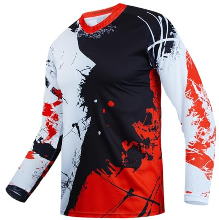 Hotlion Camiseta de ciclismo para niños de montaña Jersey juvenil de manga larga 4-14 años Ropa de motocross para niños y niñas Ropa de carreras fuera de carretera, 8 años